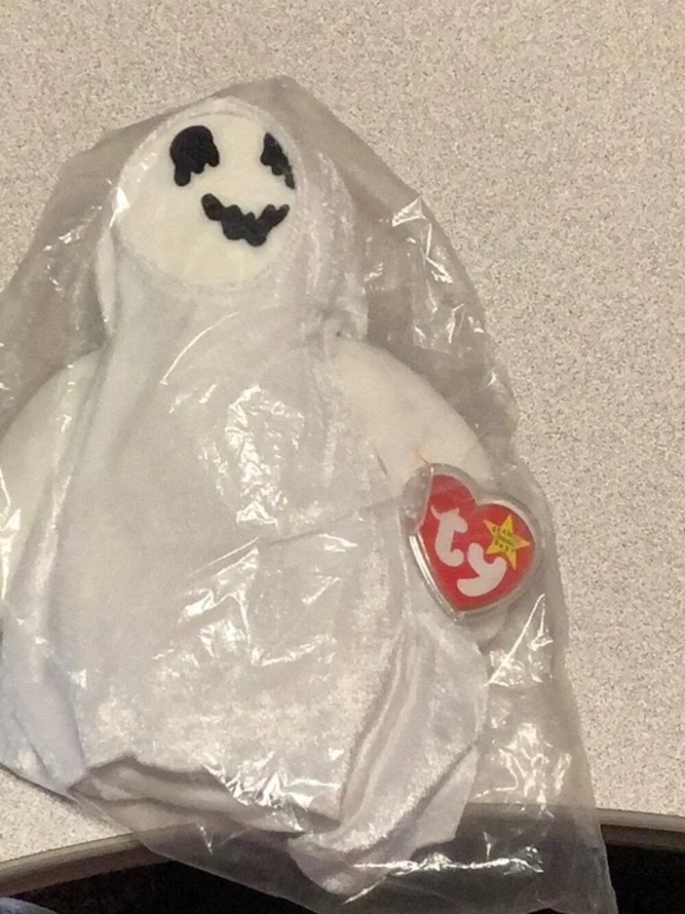 TY Sheets Beanie Baby 1999 Haunted House beanie still in original plastic